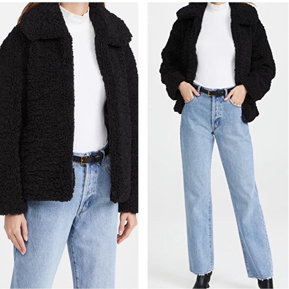 NWT APPARIS Tara‎ Aviator Faux Shearling Jacket XL Black